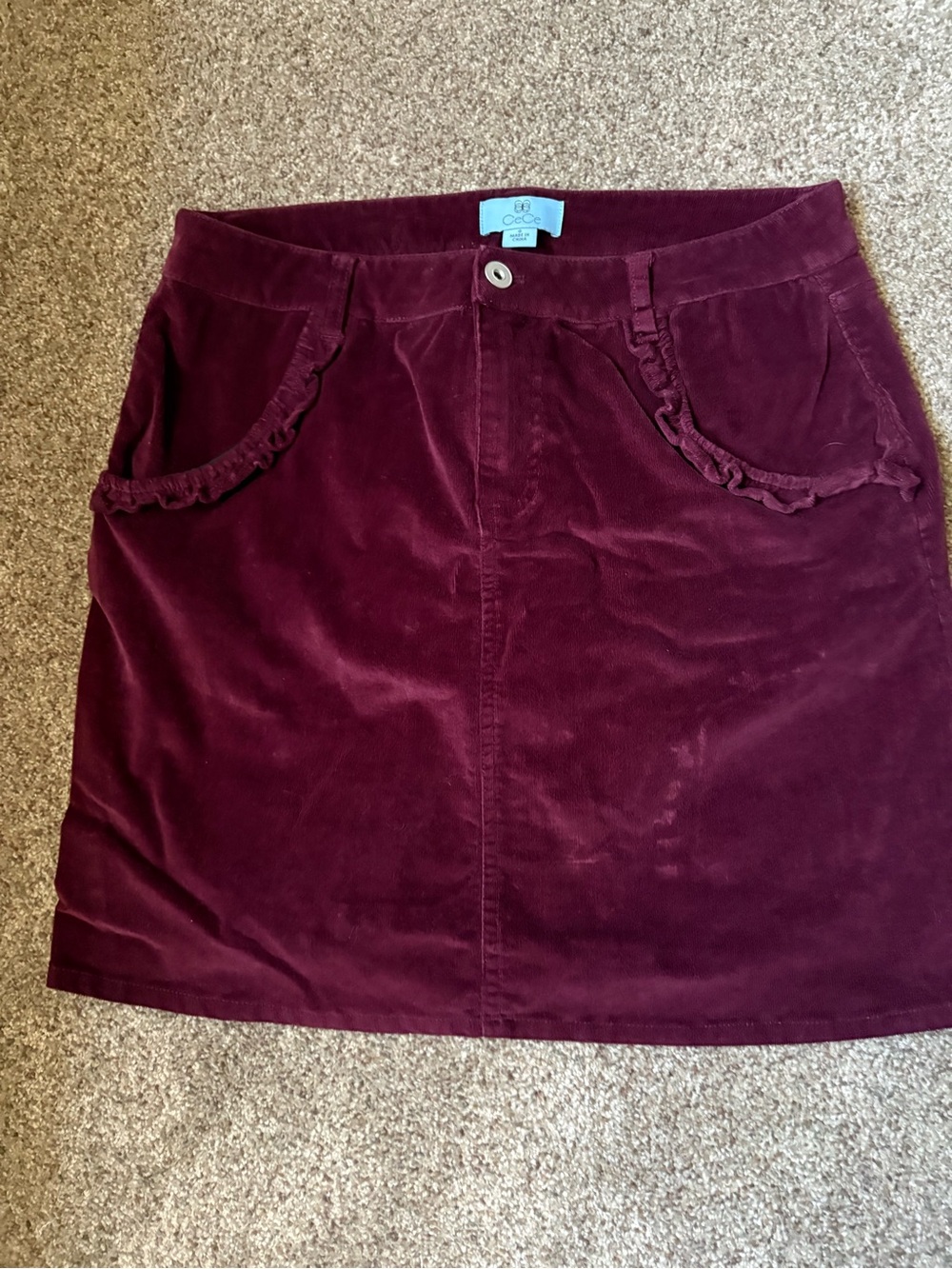 CeCe Corduroy Mini Skirt in Wine